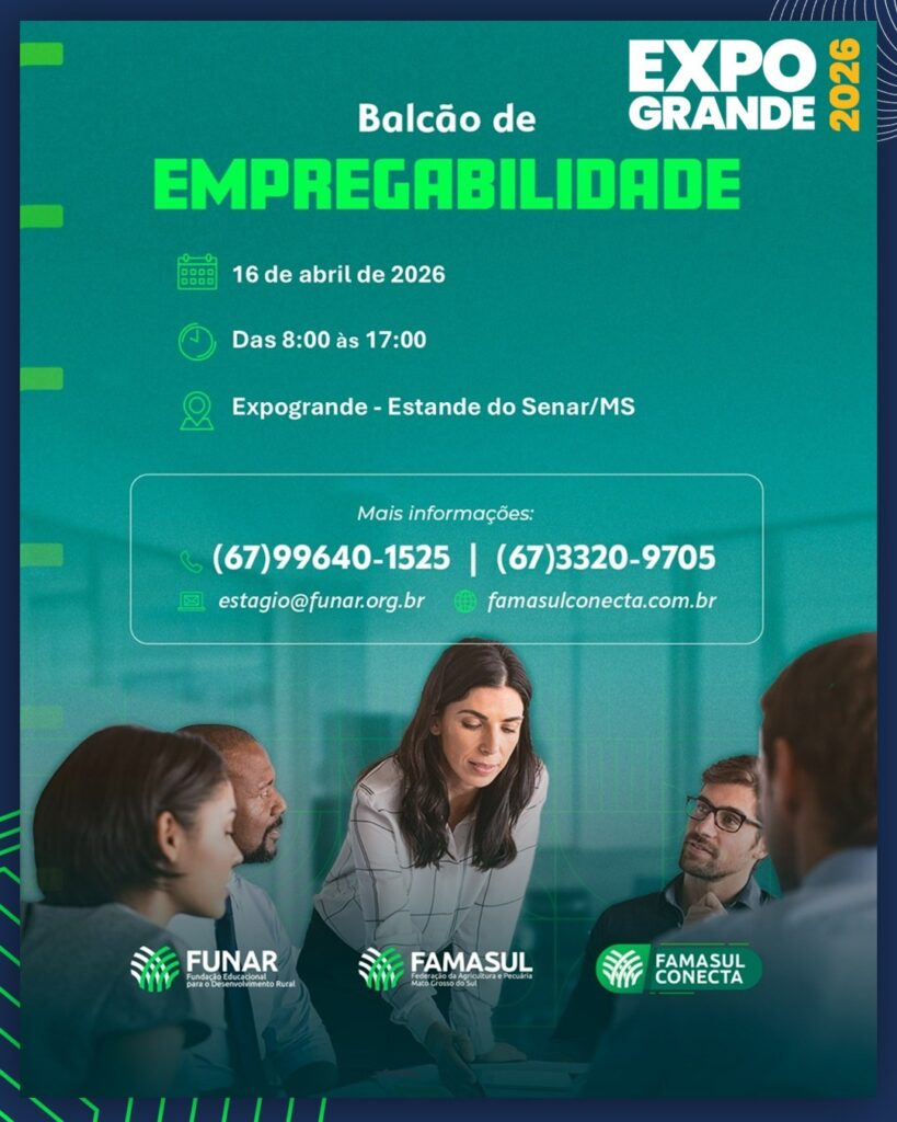No estande do Senar na Expogrande, a oferta de empregos e estágios